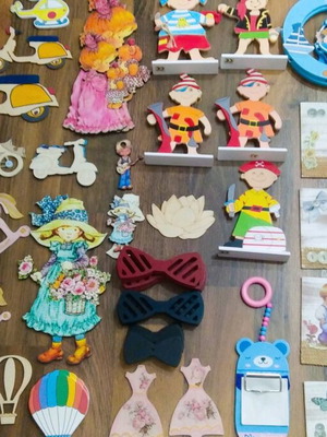 Thematic wooden decorations new, set of 65 pieces