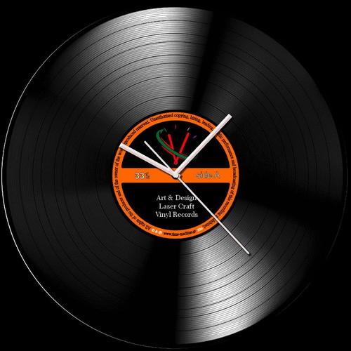 Time-machine vinyl record clock new, wall-mounted, analog