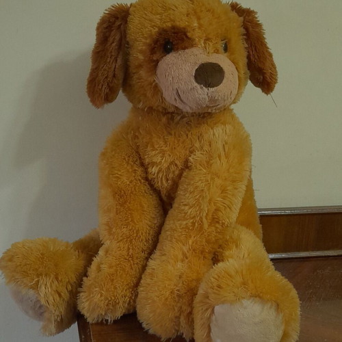Plush fluffy dog 42 cm sitting new