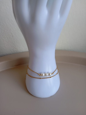 Bracelet with pearls from 18K gold-plated stainless steel new