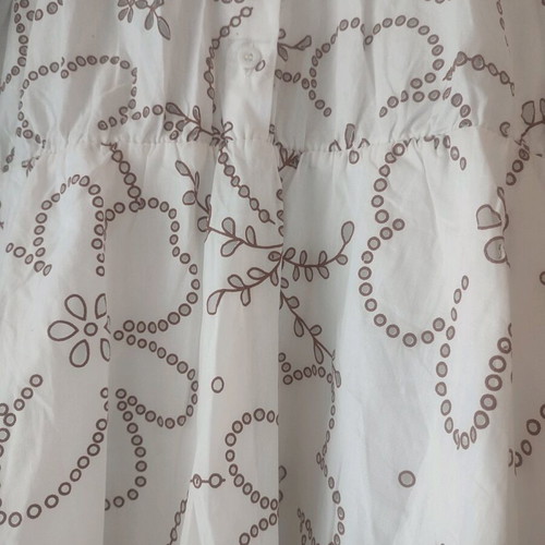 Cotton guipure dress new, short sleeves, beige and brown, size L/XL