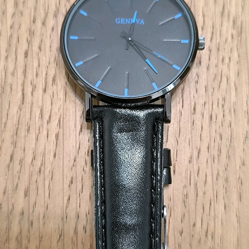 Geneva men's watch black minimal new