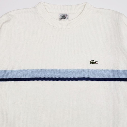 Lacoste knitted pullover sweater L-XL like new, white