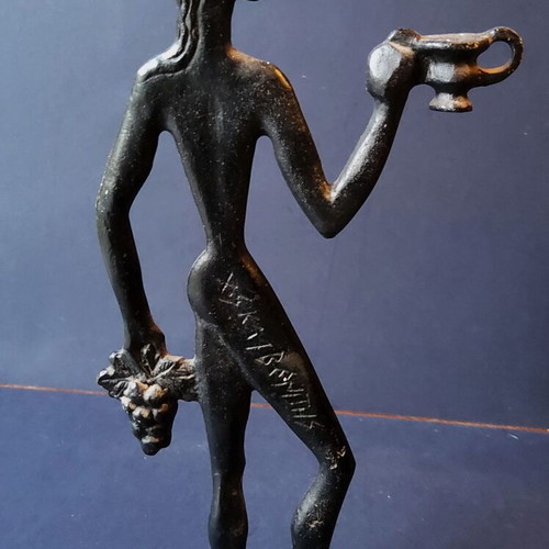 Set of 2 Bronze Statues Artemis and Dionysus, like new, 1960s