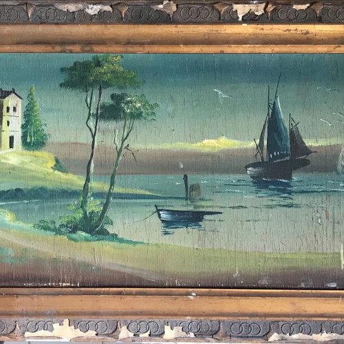 M. Thon painting used, 123-year-old oil on wood