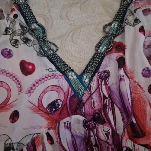 Custo Barcelona Luxury silk tunic dress with sequins and beads, size 1, new