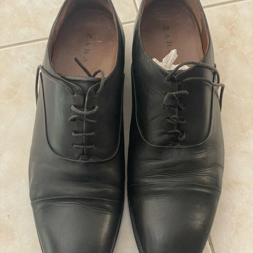 Zara leather shoes black, almost like new, size 45