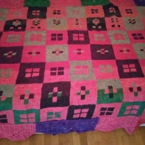 Handmade knitted wool blanket like new, 1.75×1.25 m