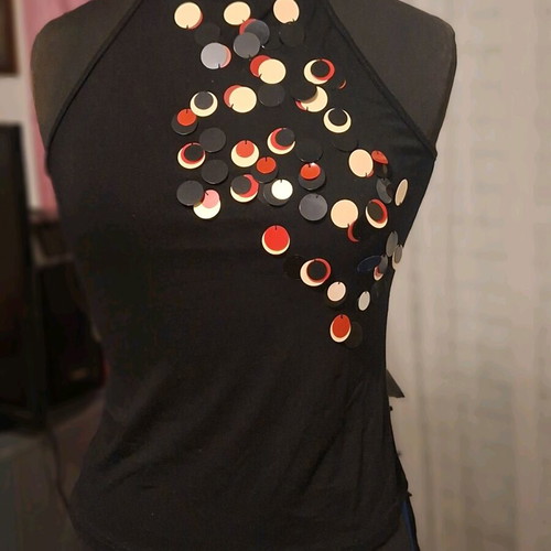 Black elastic sleeveless top size Small like new with sequins