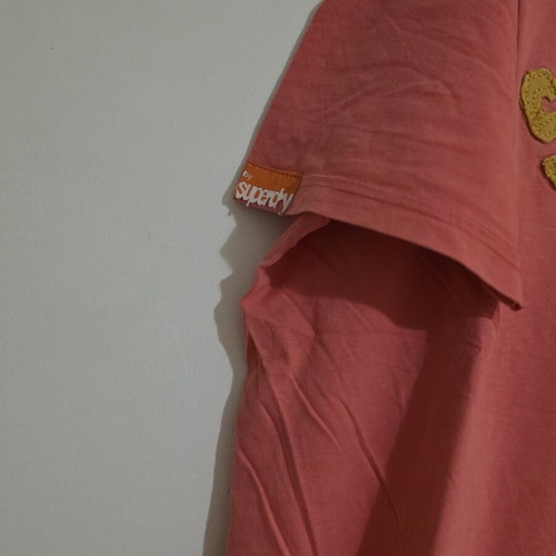 Superdry cotton t-shirt XXL pink new with yellow prints