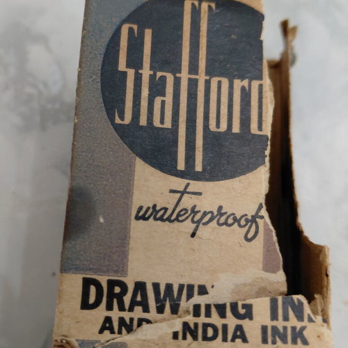 Stafford's Vintage Glass Drawing Ink Bottle No. 664, 3/4 oz