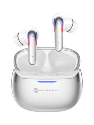 Forcell F-Audio Pulse Pro ασύρματα ακουστικά, ANC + ENC, Bluetooth 6.0, TWS, ασημί