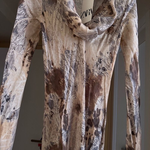 Zara dress with draped neckline and marble print new with tags
