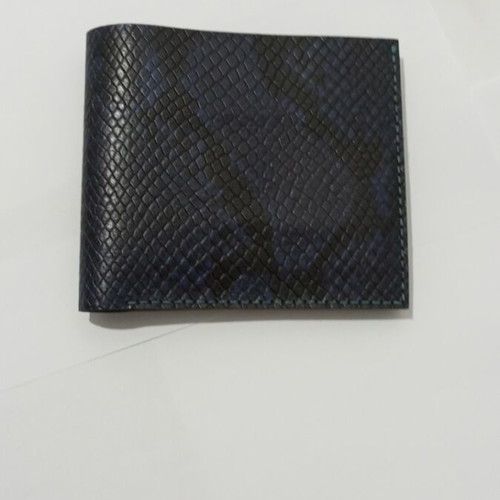 Handmade embossed wallet from genuine cow leather, new, black and blue