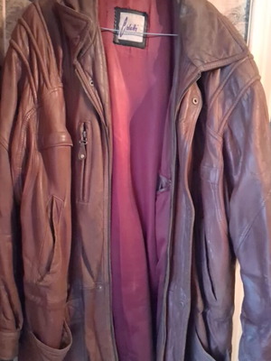 Leather jacket used, brown, size XL