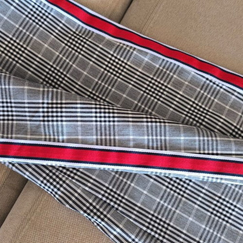 Checked Summer Pants with Red Stripe size Small like new