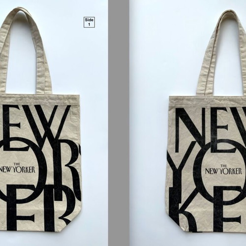 The New Yorker Magazine Canvas Tote Bag used, natural with black logo