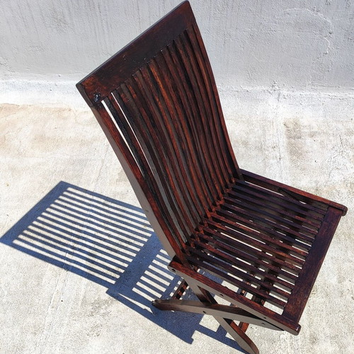 Wooden folding patio dining set with 1 table and 4 chairs