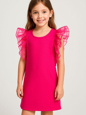 No8 fuchsia Shein dress new with lace sleeves for 7-8 years old