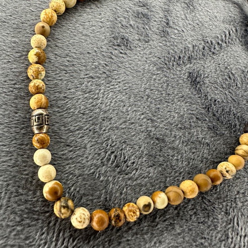Picture Jasper bracelet handmade with Greek key, new, multicolor