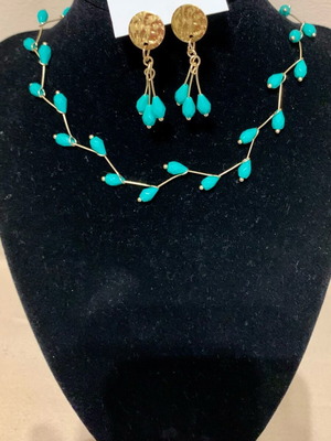 Handmade necklace and earrings set new, turquoise