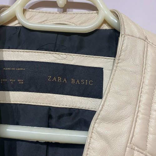 Zara leather jacket, ivory and black, soft genuine leather