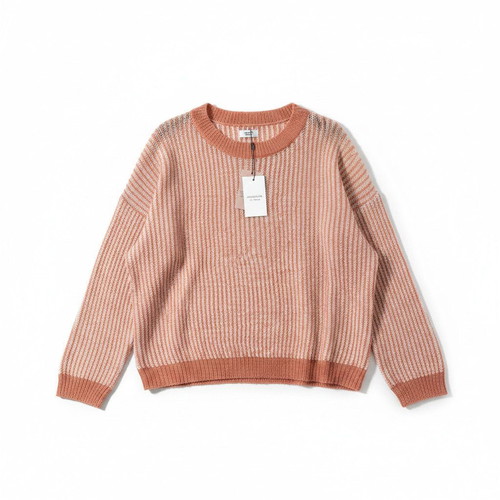 Jacqueline de Yong pink and white knit sweater, size L