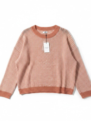 Jacqueline de Yong pink and white knit sweater, size L