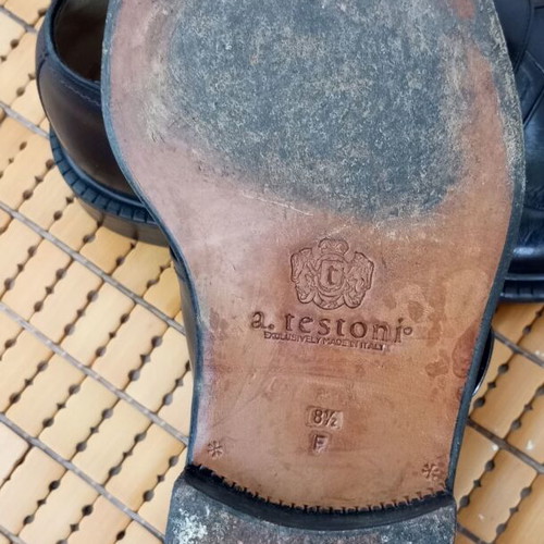 A. Testoni men's black leather shoes scarpins like new size 43