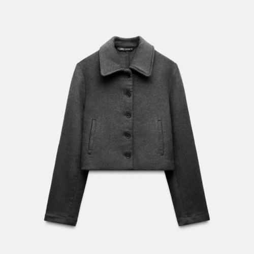 Zara short coat like new, wool, gray, size XS