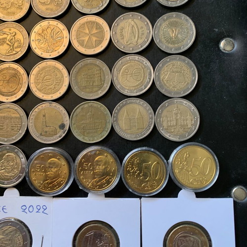 2 Euro Coin Collection used, 50 pcs plus 1€ and 50 cent unc 2002