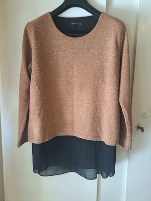 Chic Two-Layer Top like new, beige and brown