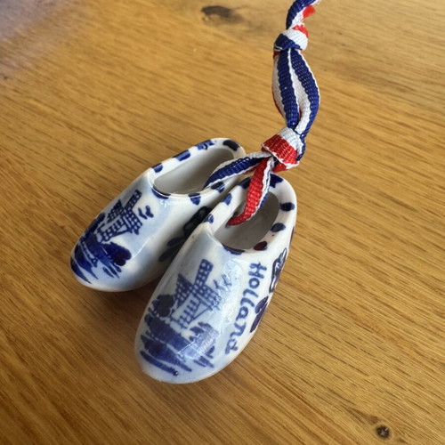 Miniature Delft Blue Dutch Clogs ceramic, like new