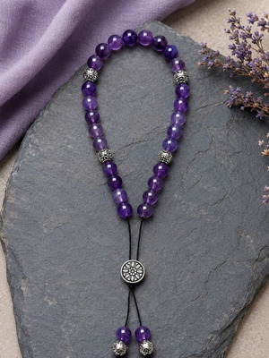 Handmade Komboloi from Natural Purple Amethyst Z.A.008, new