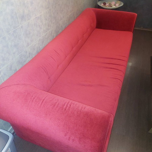 Italian sofa used, high-quality red velvet special order