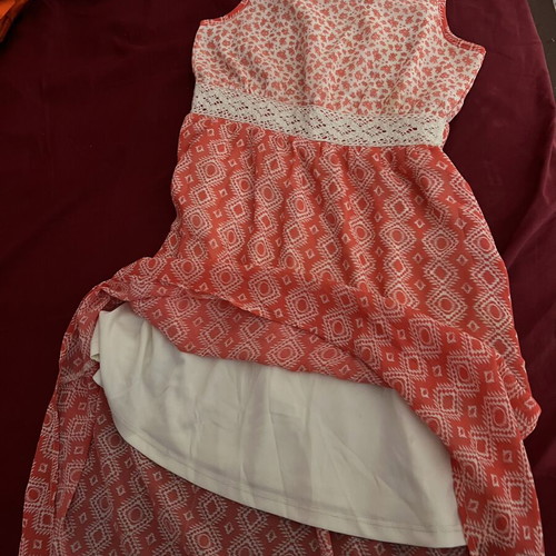 Girls' asymmetrical dress size 9 years New Kind, like new, white and red