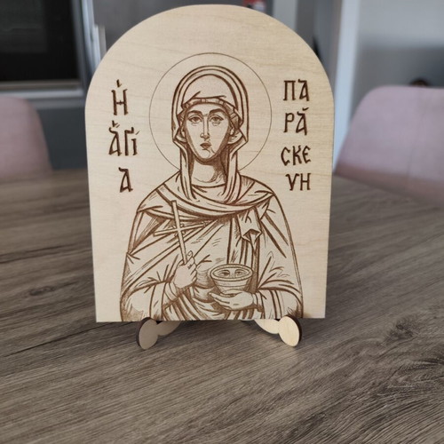 Wooden icon of Saint Paraskevi with base new