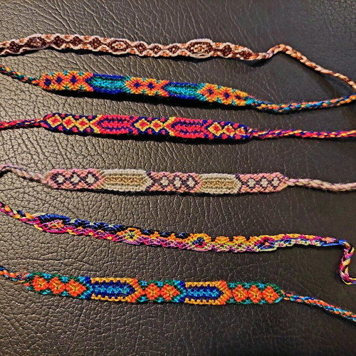 Boho macrame bracelets set of 12 new, 28 cm length