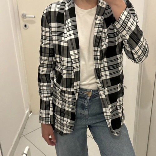 Checked blazer like new, black and white, size S