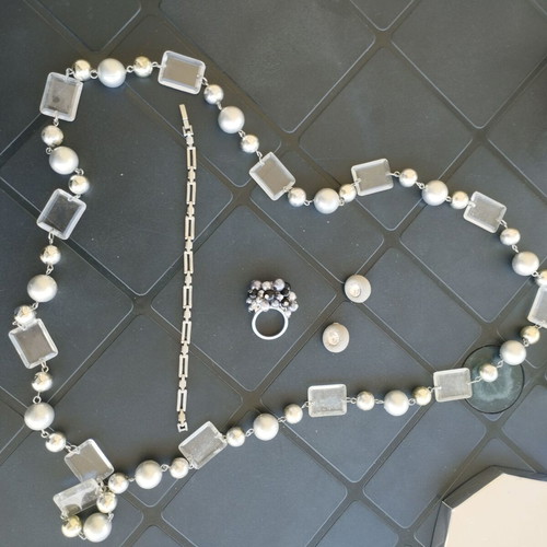 Jewelry set used with necklace, earrings, bracelet, and ring