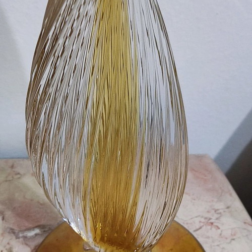Evans Atelier crystal candlestick like new with yellow gold hue