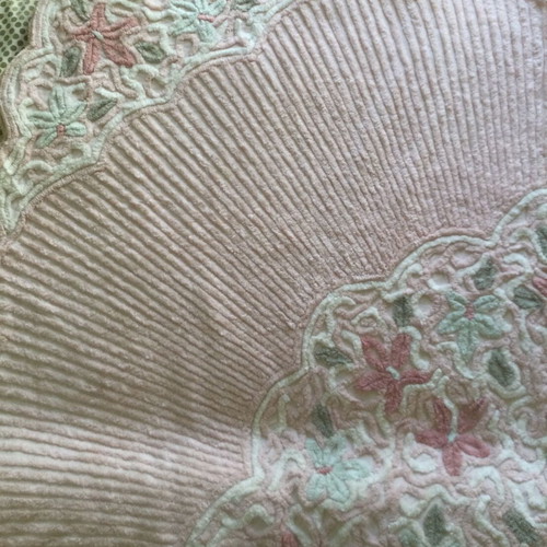 Vintage Chenille Bedspread King Size Used Floral Embossed