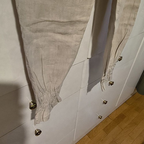 Linen set vest and salvari pants, beige, women's M/L