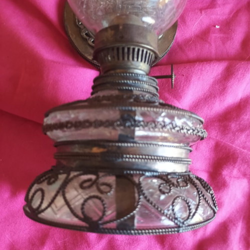 Collectible Ioannina Wall Oil Lamp with Filigree Folk Art
