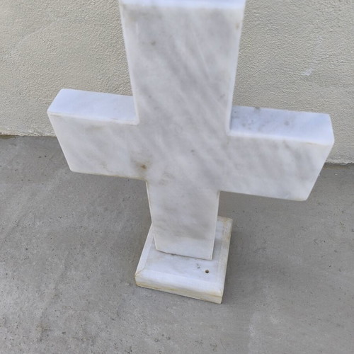 Handmade marble cross with base 48x30 vintage