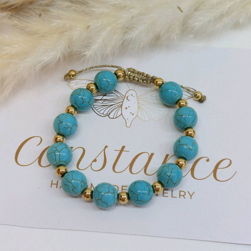 Bracelet with semi-precious howlite stones and steel new