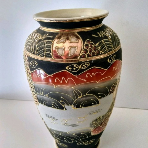 Satsuma vase set of 2 and candle holder used