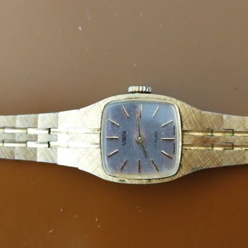 Vinca women's wristwatch used, gold-plated, mechanical, 17 rubis