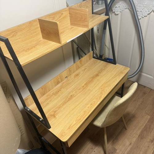 Desk with shelves and chair used