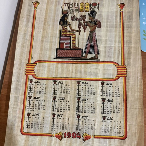 Authentic Papyrus from Cairo 1993 Calendar 1994 like new
